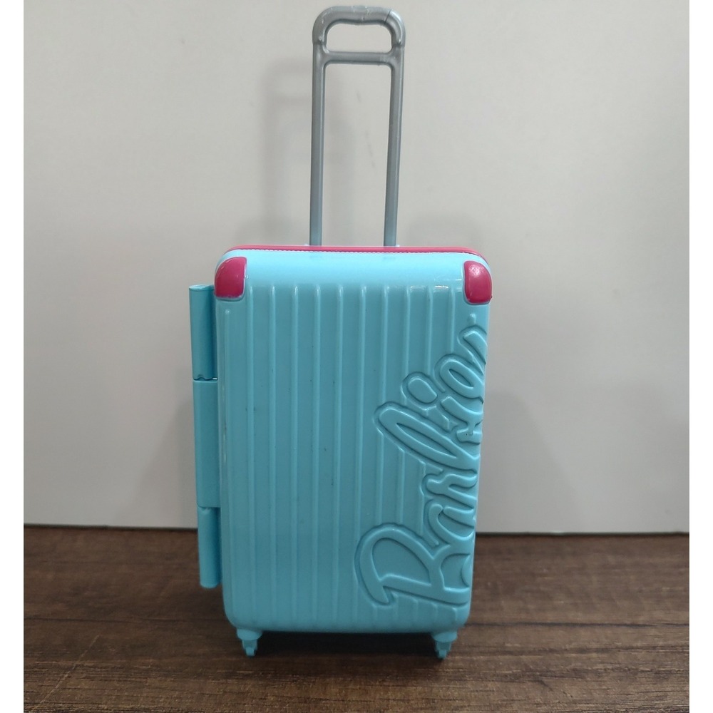 Barbie Doll Aqua Blue Luggage Rolling Suitcase Doll Accessory Z25